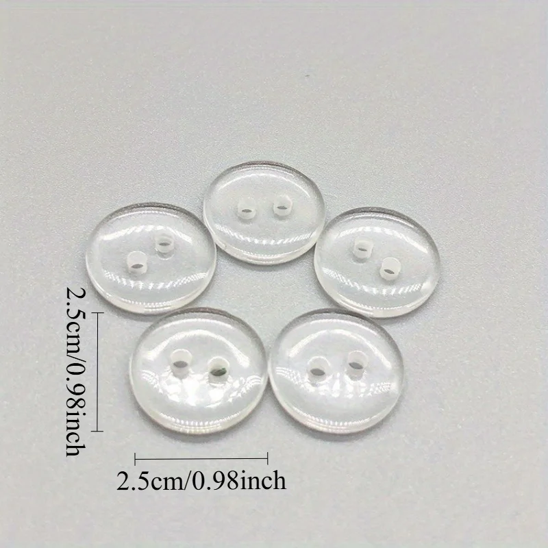 100pcs Resin Buttons, Two-eye, Universal Bread Buttons, Transparent Shirt Buttons, Trench Coat Buttons, Accessories