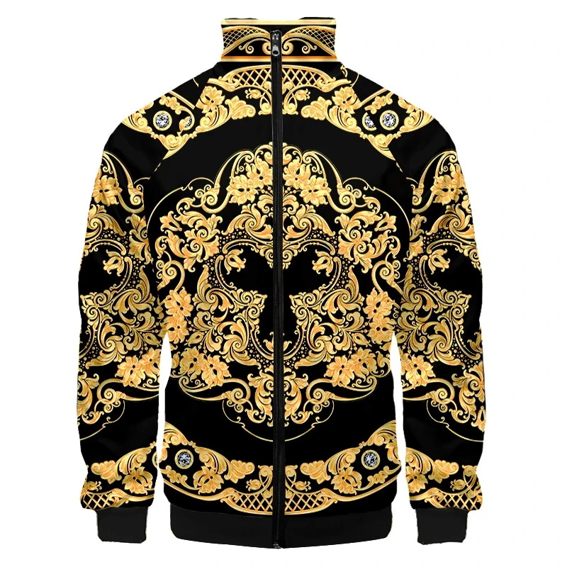 thumbnail image 1 of Nueva chaqueta de lujo con estampado dorado para hombre y mujer, chaqueta bomber para hombre y mujer, chaqueta con bolsillos y cremallera, abrigo de manga larga, chaquetas de primavera, 1 of 5
