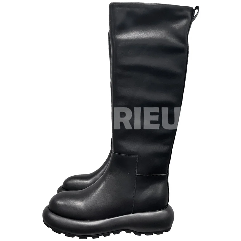 

Female Long Boots Spring Autumn 2023 New Genuine Leather Upper Platform Design Round Head Women Boots Non-Slip Female Shoes