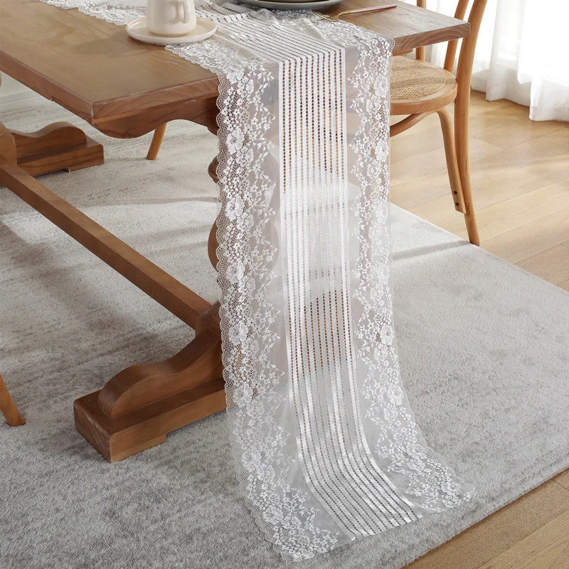 

Nordic Minimalist Table Flag Lace Fabric TV Cabinet Long Table Dining Table American Pastoral Tea Table Shoe Cabinet Cover Cloth