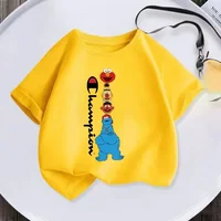 High quality Kids Summer Short sleeved Girls and Boys T-shirts Hipster Sesame Street Cartoon Printed Kids T-shirts Fun casual ba 2