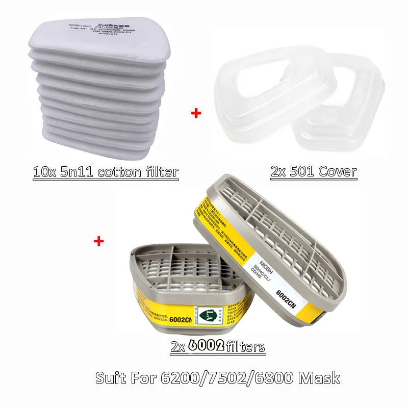 6001/6002/6004 Cartridge Box 5N11 Cotton Filters Sets for 3m 6200/7502/6800 Dust Gas Mask Respirator Chemical Painting Spraying dust mask gas mask filter paper respirator filter cotton respirator filter respirator accessory gas mask filter gas respirator face respirator half face respirator mask dustproof respirator