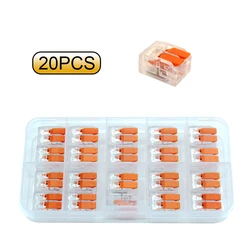 Box of 20/90pcs Electrical Lever Wire Connectors - Quick Cable Clamps with 2, 3, and 5 Ports (20PCS)