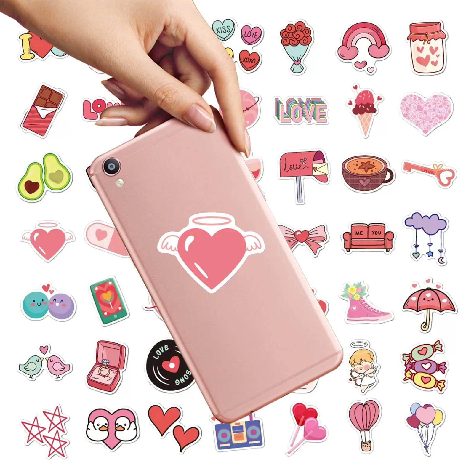 Decorative stickers Self adhesive stickers Custom stickers Stationery stickers Adhesive stickers Valentine's Day stickers 100 for water cup phone case