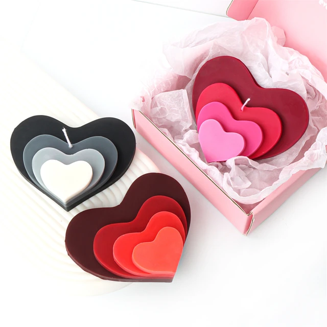 3D Love Candle with Base Silicone Mold Handmade Heart-Shaped Aromatherapy  Soap Plaster Decoration Valentine's Day Gifts Making - AliExpress