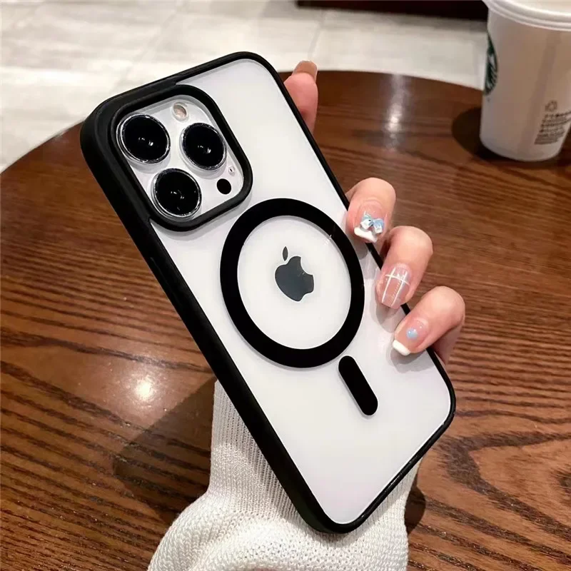 Colorful Transparent For Magsafe Magnetic Wireless Charging Case For iPhone 15 14 13 12 11 Pro Max Mini Xs XR Hard Acrylic Cover