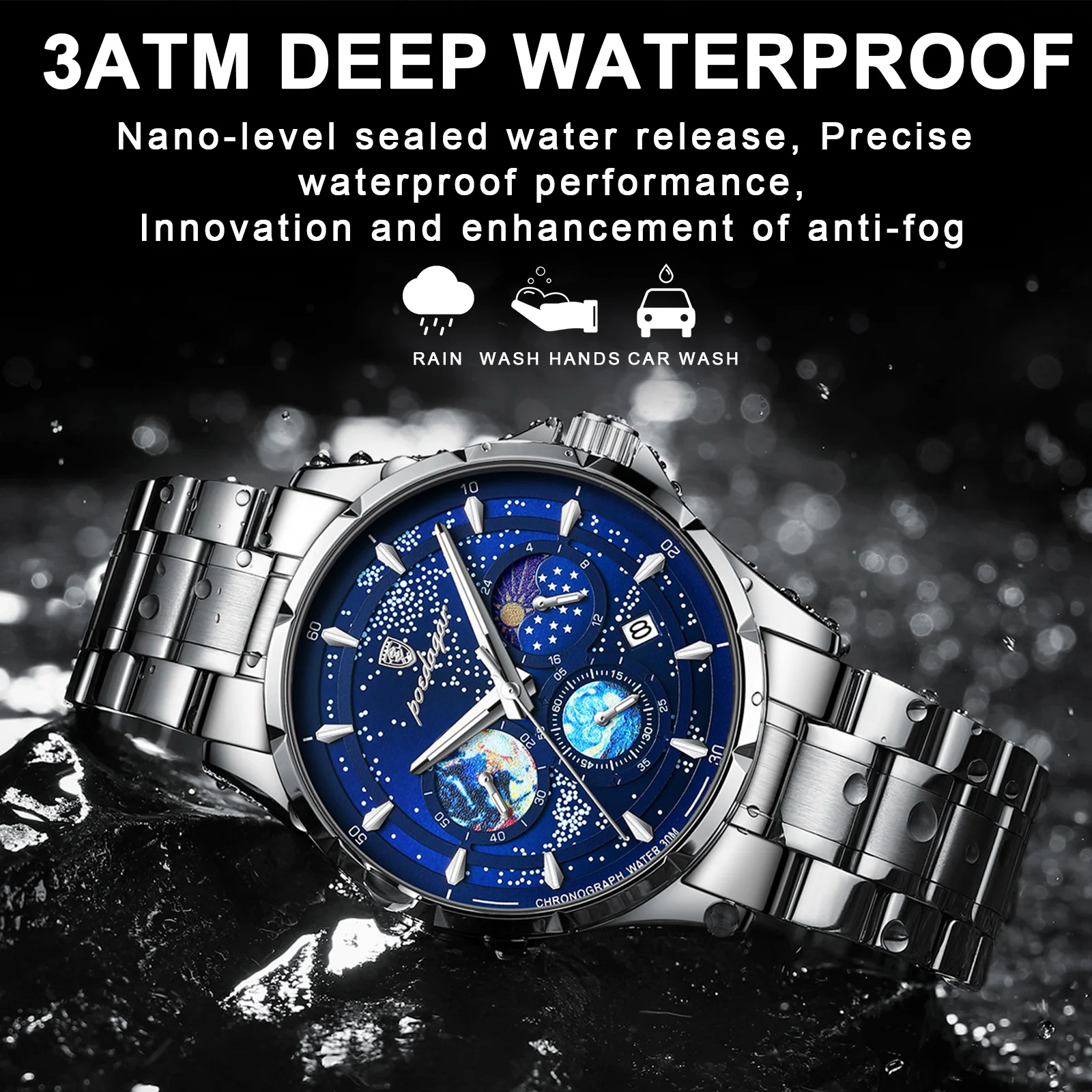 Wholesale POEDAGAR Top Brand Luxury Men's Watch 30m Waterproof