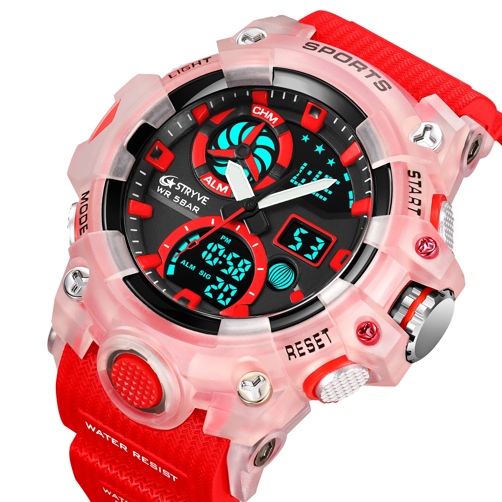 Stryve-digital Double Time Chronograph Ver para Homens Luxo Eletrônico Sport Relógios Week Display Relógios de Pulso Venda Quente - Image 3