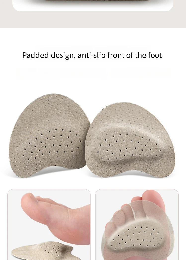 Fersenpolster, bequeme Leder-Einlegesohlen, halbe Einlegesohlen, Damenschuhe, Polster, Fußpflegeprodukte, Sandalen, rutschfeste Vorfußpolster – Detail 6