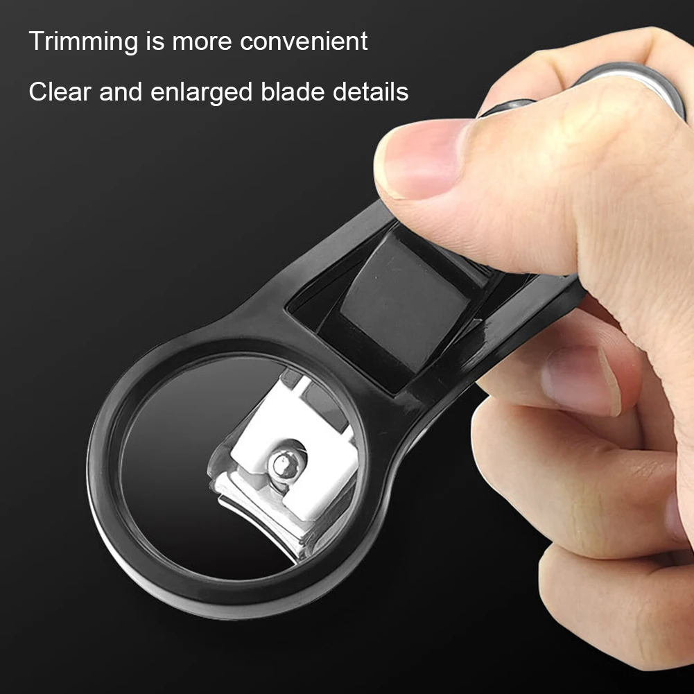 Nail Clipper With Magnifying Glass Stainless Steel Elderly Nail Clippers Anti-Splash Precise Cutting Trimming Tool For Home