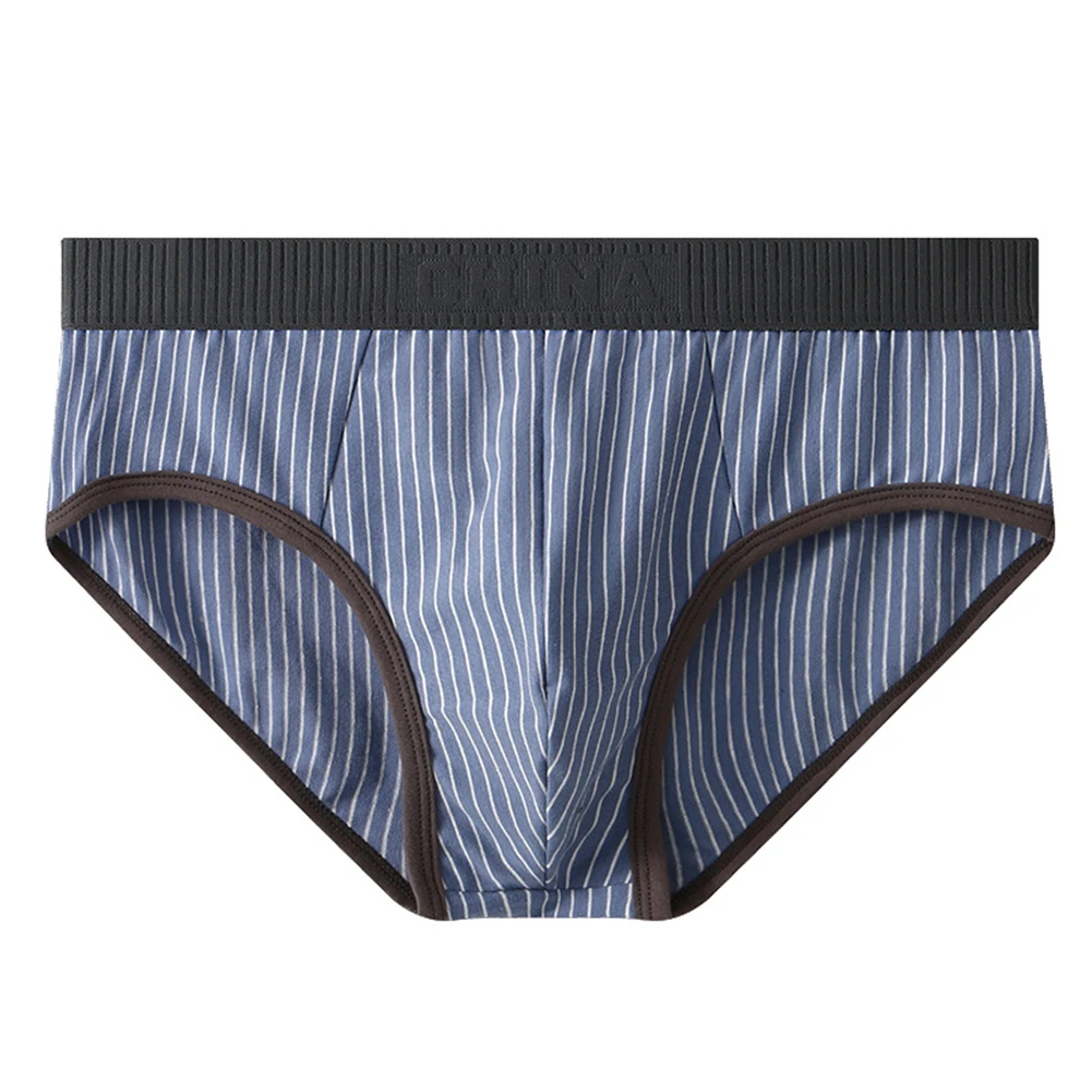 

Men Briefs Striped Underwear Sexy Low Waist Pouch Briefs Panties Soft Slim Underpants Elasticity Breathable Lingerie New