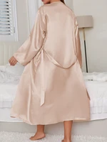 Women's 2-Piece Set Belted Robe & Surplice Slip Dress Elegant Loungewear Breathable Sensual Comfort All-Seaso - Image 2