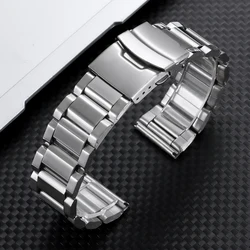 Premium Stainless Steel Men's Sport Watch Band - Universal Metal Wristband Replacement Bracelet - 22mm (Silver)