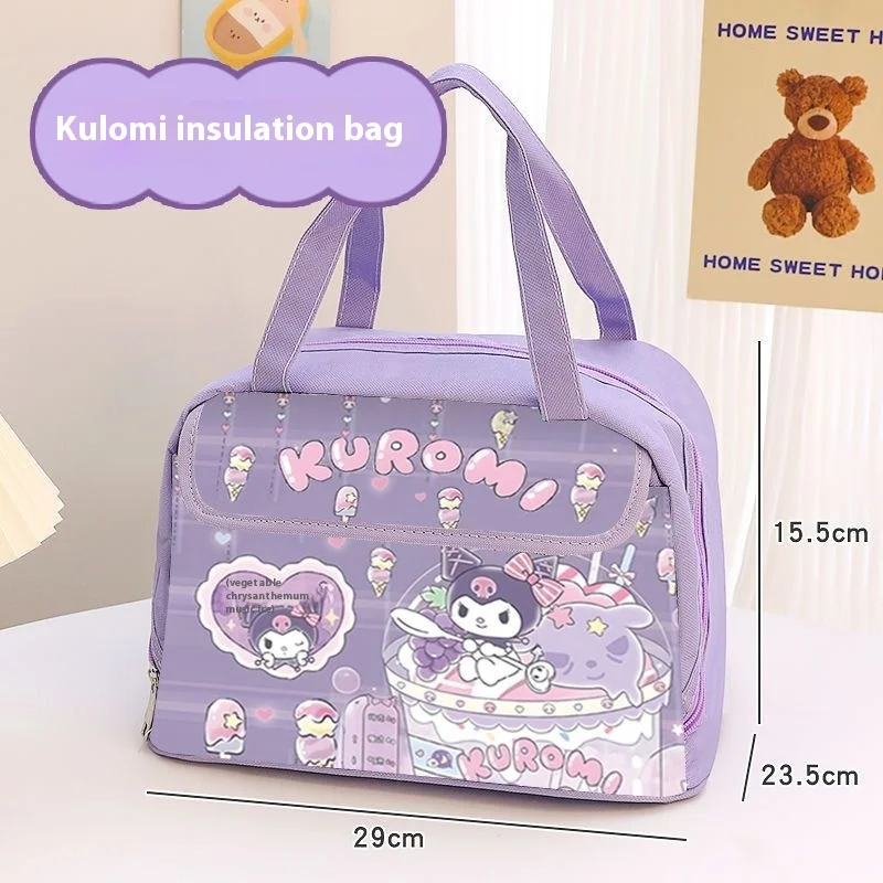 Cartoon Kuromi Insulated Bag Cute and Stainproof Sanrio New Lunch Box Handbag Large Capacity Waterproof Insulated Bento Bag 3