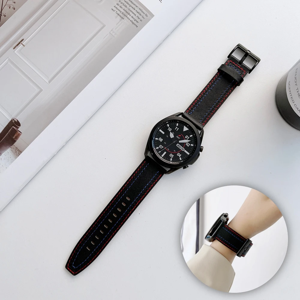 

20mm 22mm Leather Strap for Samsung Galaxy Watch 3/4/5/Gear S3/Active 2/Huawei Watch 3 GT2 Leisure Bracelet for Amazfit GTR Band