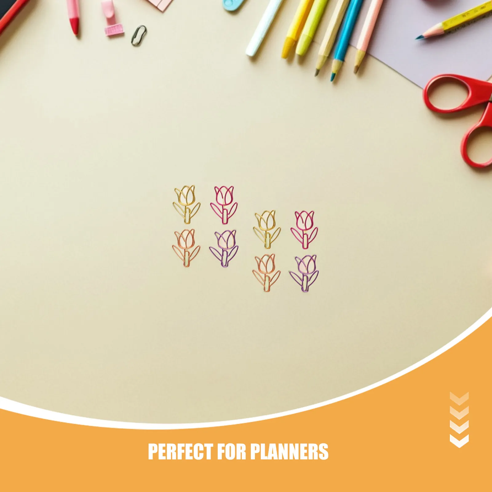 80Pcs 튤립 꽃 종이 클립 사무실 학교 용품을위한 귀여운 다채로운 금속 플래너 클립 장식 파일 조직