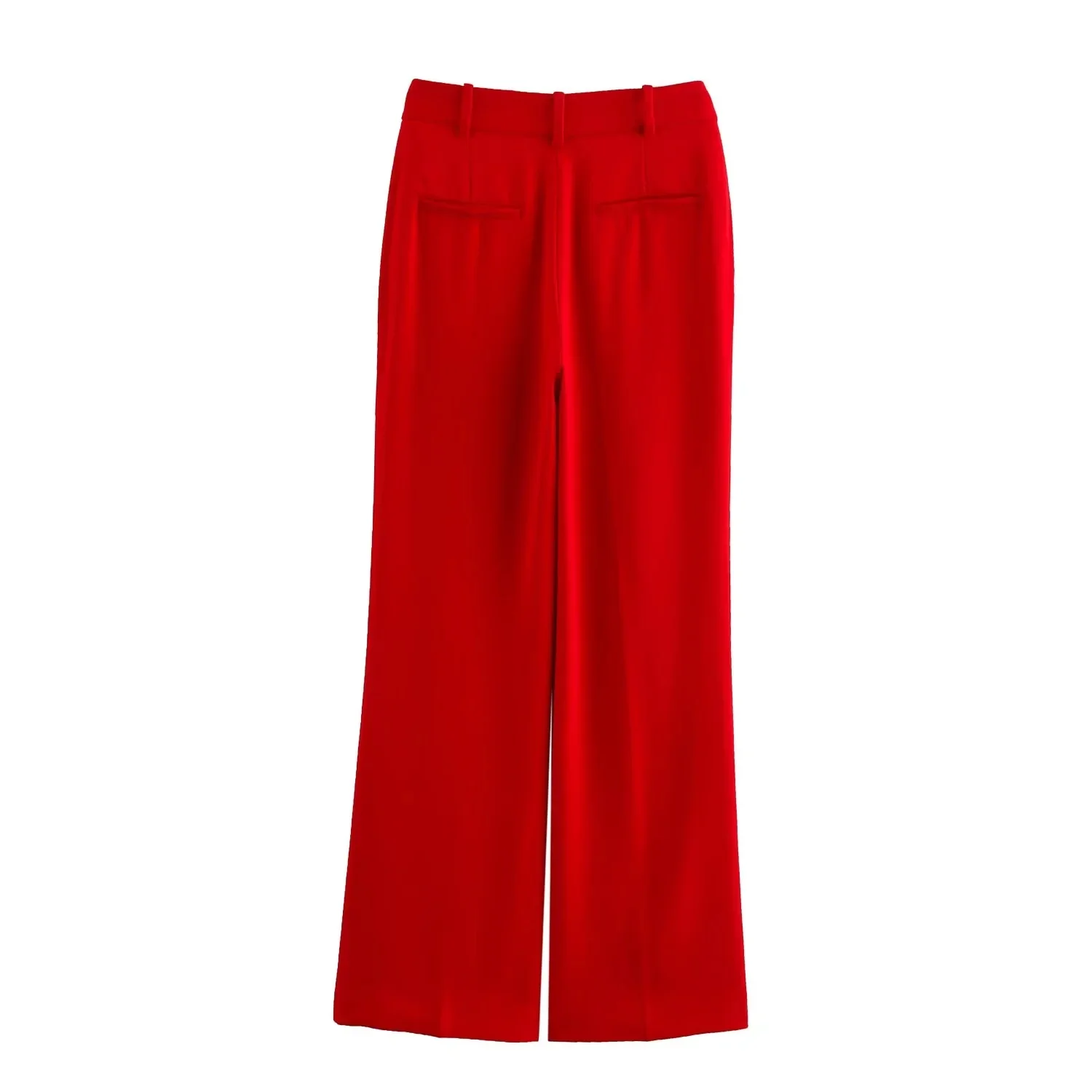 Lady Chic Red Vest Blazer Suit V Neck Sashes Sleeveless Blazer High Waist Wide Leg Pants Fashion Summer Sets