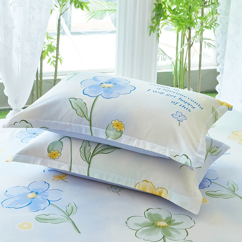100% Pure Cotton 48cm * 74cm Grid Pillowcase, Landscape Cotton Pillowcase,Beauty Printed Pillowcase Bedroom Cover 6
