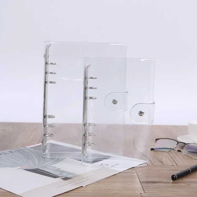 Transparent Soft PVC 6-Ring Binder Cover with Snap Button Closure