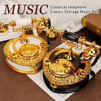 Creative Classical Style Light Luxury Old-fashioned Telephone Design Music Box Birthday Gift Home Living Room Decoration 1