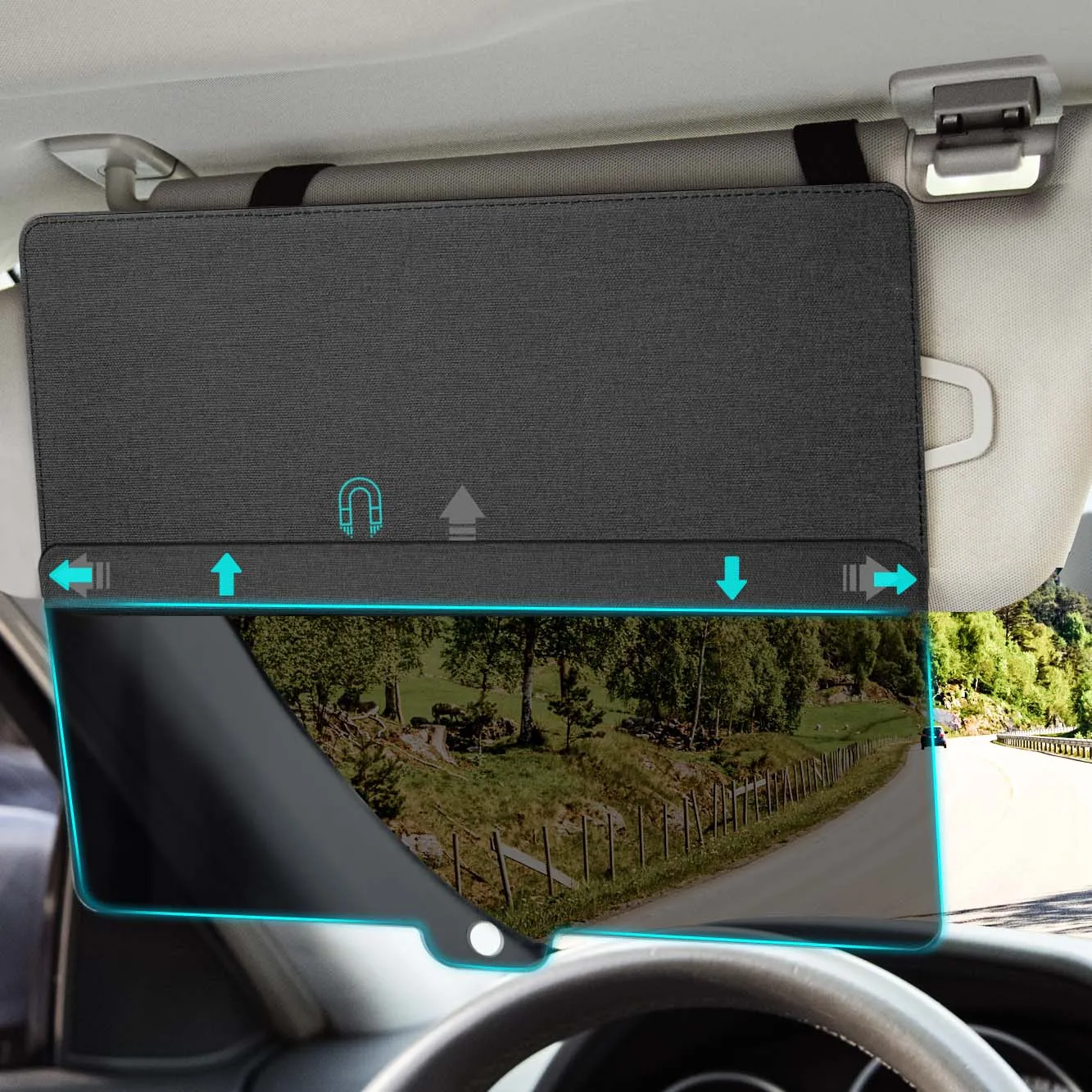 Car Sun Visor Extender Sun Visor PC Lens Adjustable Magnetic Mount Prevents Glare Safe Driving