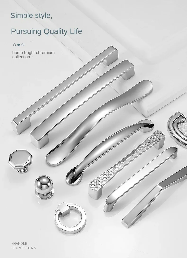 Description Picture 2 of itemModern Door Handles Kitchen Cabinet Handles and Knobs Silver Furniture Hardware Wardrobe Cupboard Handle Drawer Pulls