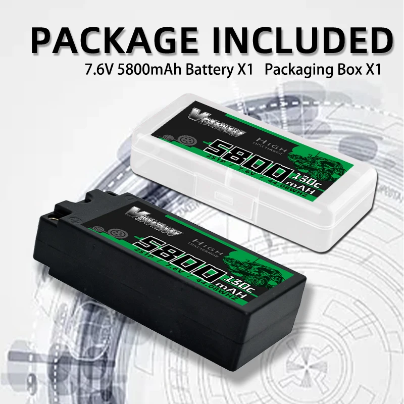 Batterie LiPo 2S 7.6V 5800mAh 130C RC avec Prise EC5/XT60/XT90/Deans