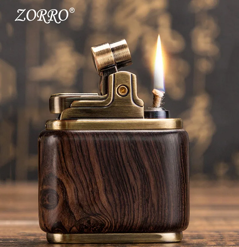 Zorro Pure Copper Kerosene Lighter. Handmade Wood Shell
