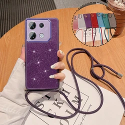Luxury Crossbody Lanyard Candy Color Glitter Clear Silicone Case & Back Cover for Infinix GT 20 Pro (GS Purple)