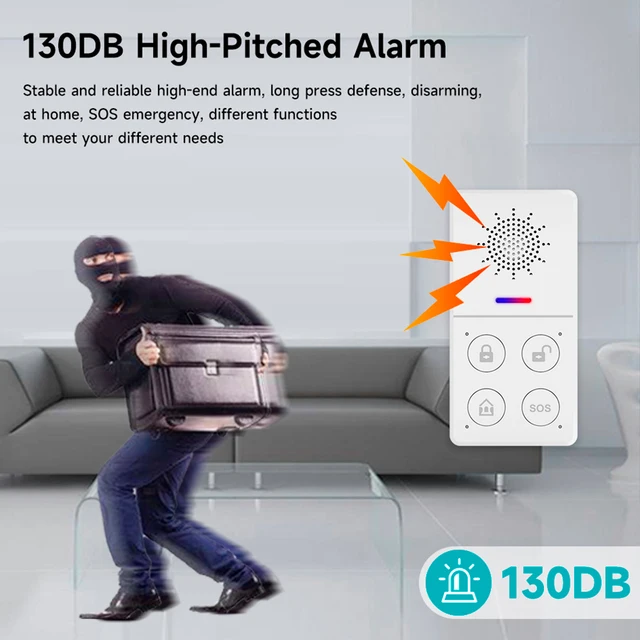 Tuya Wifi Smart Alarm System 433M Burglar Security Alarm Host Smart Life App Control Wireless Home Alarm Kits Safety Protection 4