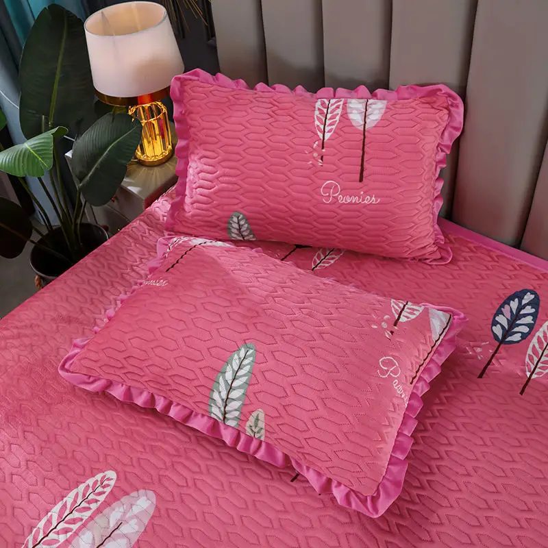 

Cotton Crystal Velvet Pillowcase with Flannel Winter Warm Sofa Bed Pillow Case with Lace Rectangular Cushion Cover 48x74cm 1pcs