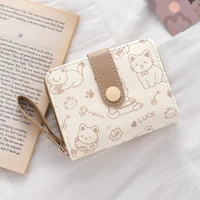 Portefeuilles chat mignon pour femmes, porte-cartes, petits sacs à main avec poche à monnaie zippée, sacs à main carrés de haute qualité 4
