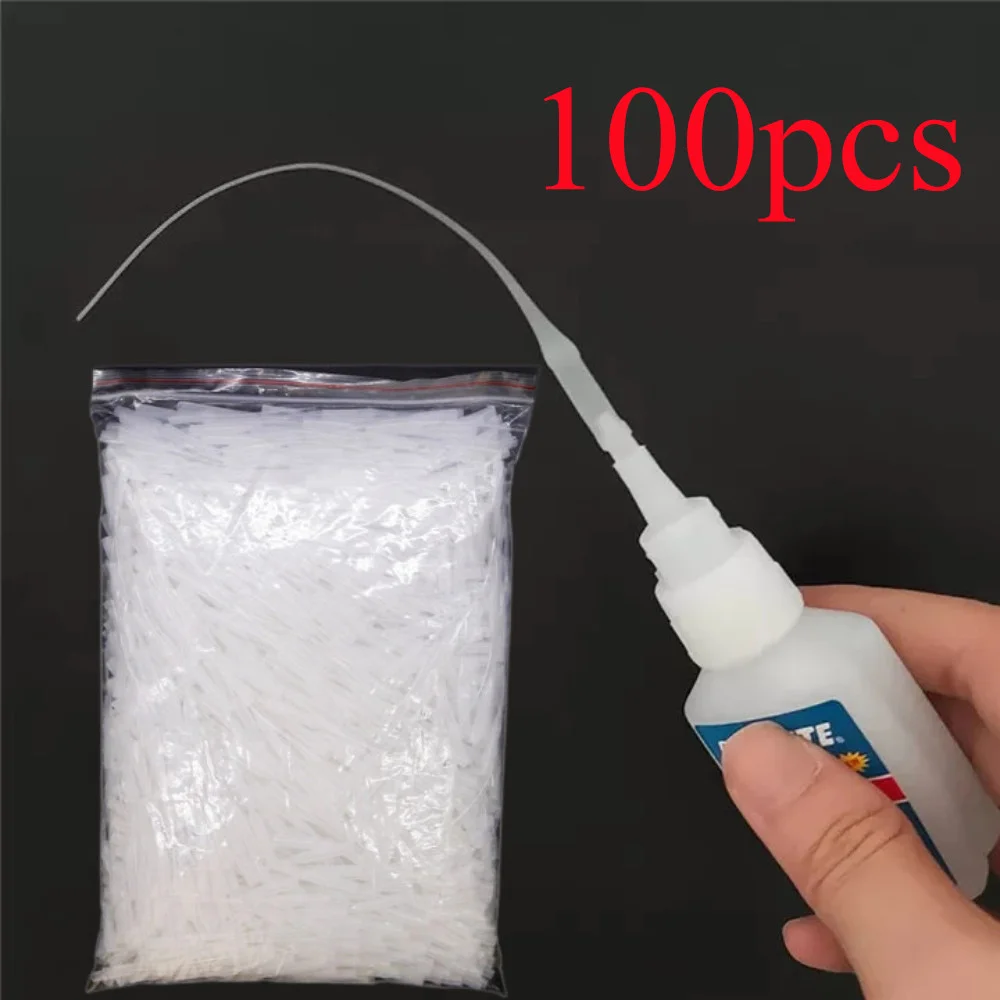 100pc Clear Glue Micro-Tips Plastic Glue Bottle Tips Applicator