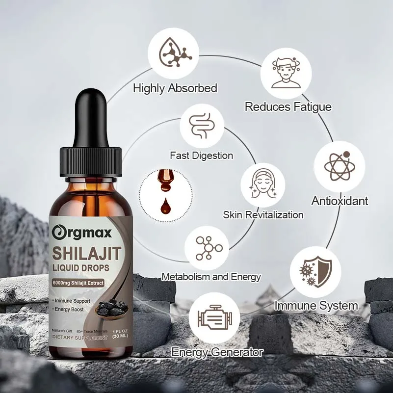 2 Bottles 30ml Shilajit Liquid Drops 85+ Trace Minerals & Fulvic Acid Energy Immunity Brain Support