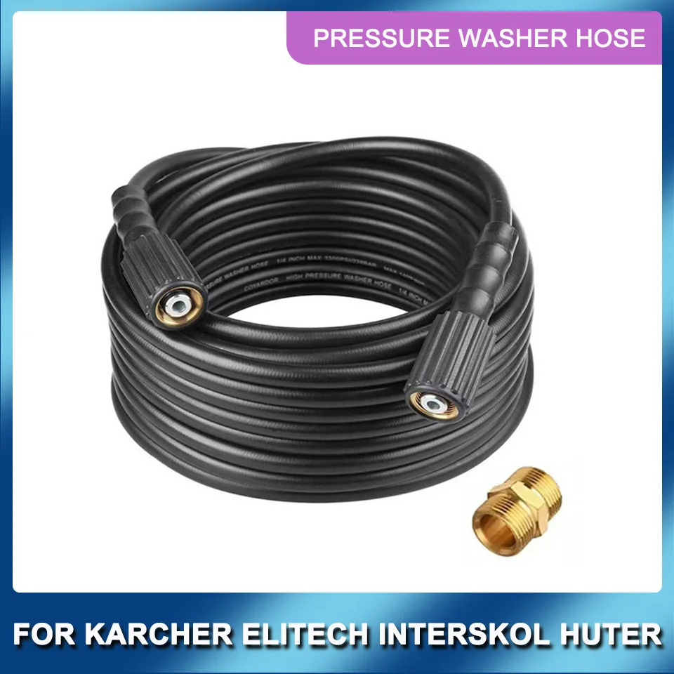 Pressure Washer Hose 8~20m For Karcher Elitech Interskol Huter M22-pin 14/15 Car Wash Hose Cleaning Extension Hose Cord Pipe