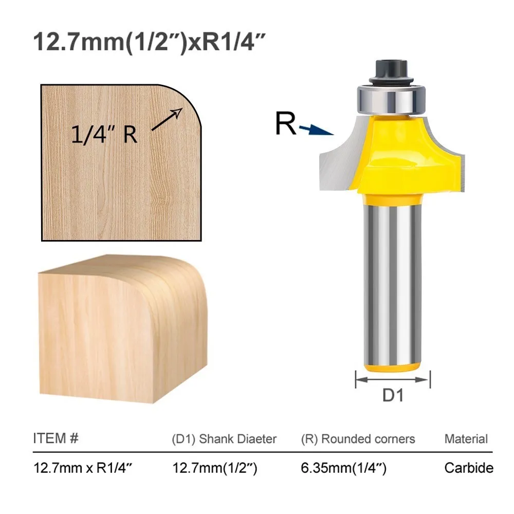 Premium Corner Round Over Edging Router Bit for Woodworking - 1/2 Inch Shank
