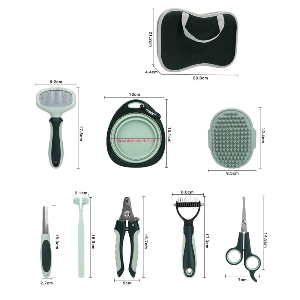 8 in 1 Cat Dog Grooming Comb Set Pet Cleaning Brush Tool Kit