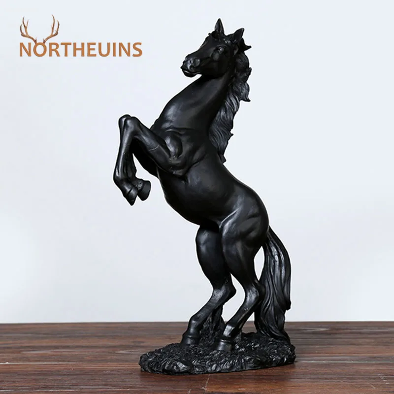 

NORTHEUINS Resin Horse Figurines for Interior Gain An Immediate Victory Feng Shui Lucky Statue Home Office Living Room Decortion