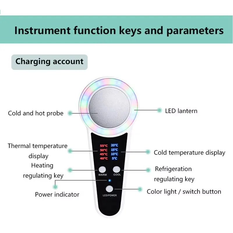 Hot Cold Hammer Cryotherapy Face Care Device Blue Photon Acne Treatment Facial Massager Skin Lifting Rejuvenation Beauty Machine