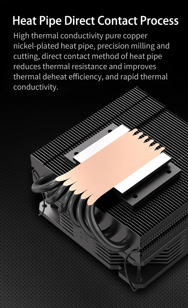 TE-55 Low Profile CPU Cooler 6 Heat-Pipes CPU Air Cooler with 15mm Thickness Sli