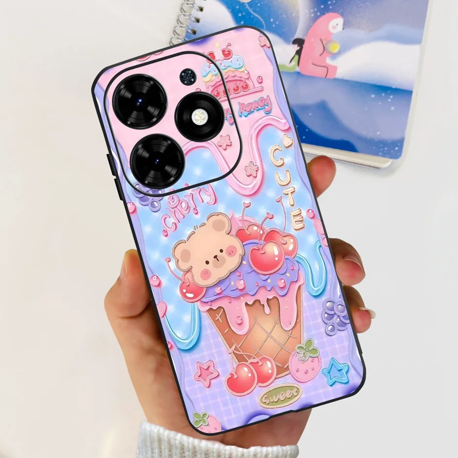 Fashion Flower Shockproof Silicone Slim Soft Black Phone Case