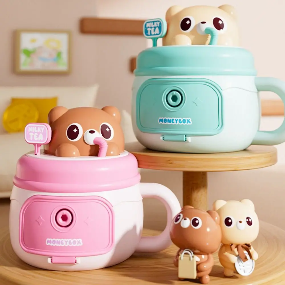 Simulated Bear Water Cup Storage Tank Savings Tank Large Capacity Money Organizer Jar Cartoon Portable Money Storage Pot Kid Toy