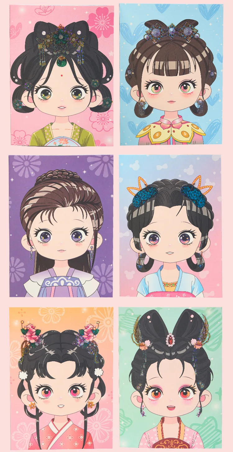 DIY Prinzessin Make-up Set Kawaii Färbung Kunst und Handwerk Kinder Mädchen Kinder Spielzeug Buch Liebhaber Geschenke Kunstbedarf Anziehaufkleber – Detail 8