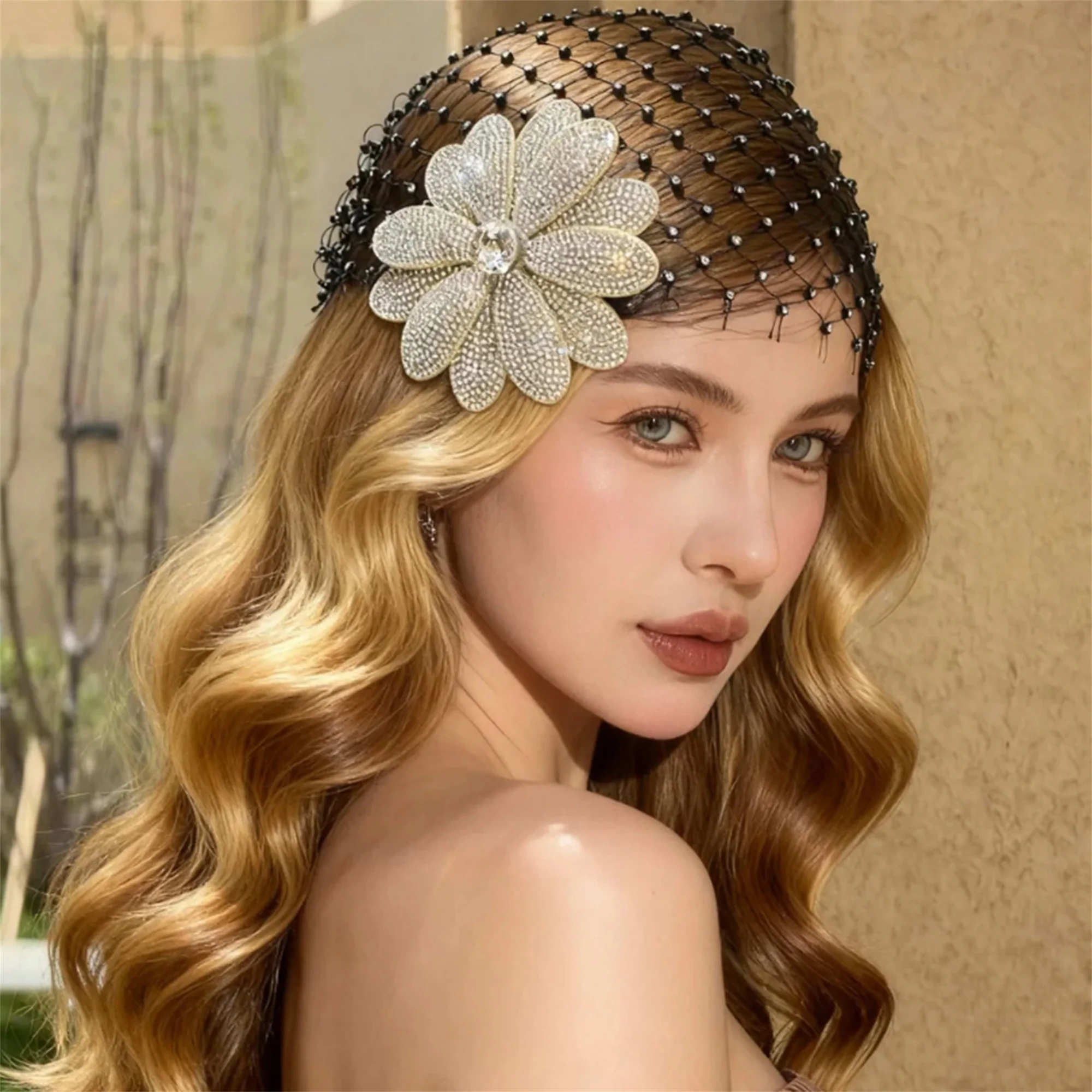 Elegant Crystal Embellished Headband with Tulle Veil for Bridal Hair Wedding Party Prom and Special Occasions