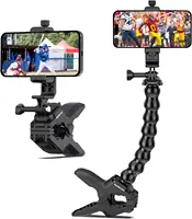 Gooseneck Phone Holder Clamp Clip Mount Cell Phone Stand for Desk Pole Table Compatible with iPhone Samsung GoPro