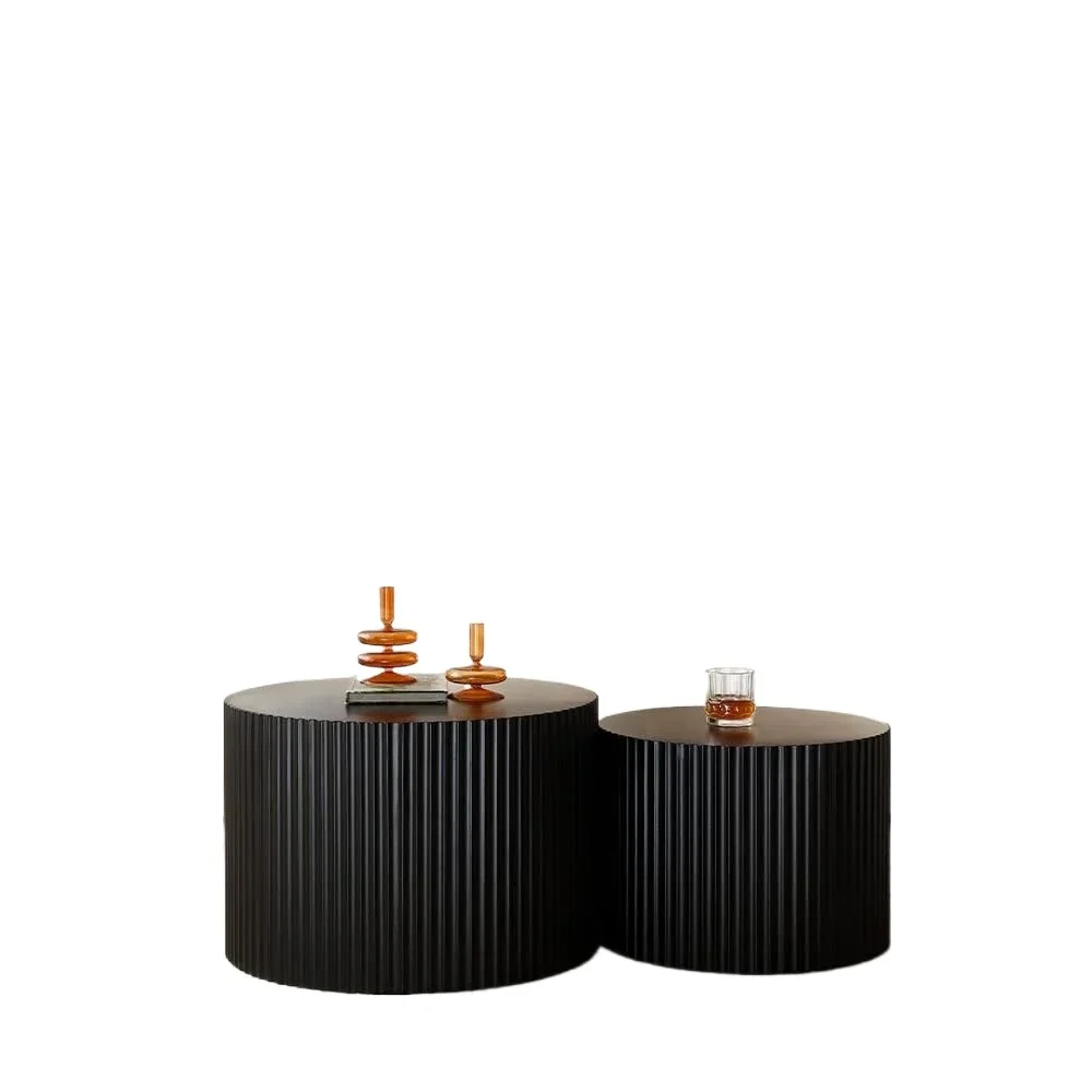 Round Coffee Table Set of 2, Nesting Coffee Tables for Living Room, Modern Wooden Side Tables Accent End Table for Apartment