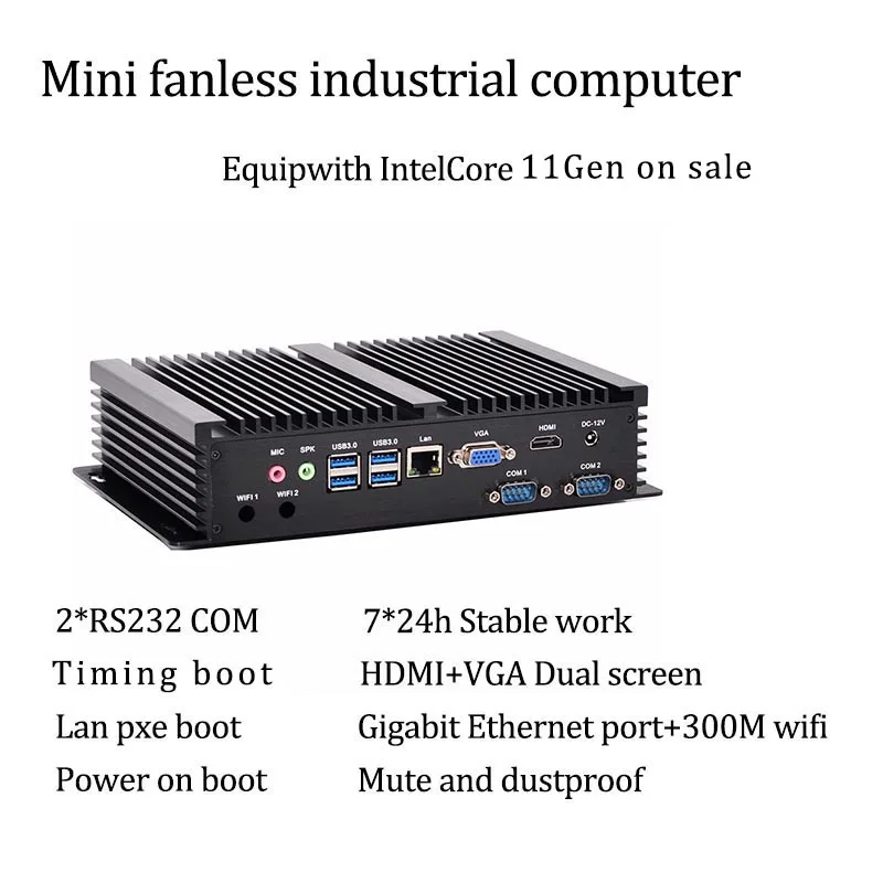 Dual COM 11Gen Fanless Mini PC Intel i5-1135G7/i7-1165G7 RS232 COM USB WIFI industrial PC Desktop Computer fanless dual lan mini pc industrial desktop computer quad core j1900 i5 4200u i7 4500u 5500u 2955u w 2 rj45 1 rs232 8 usb