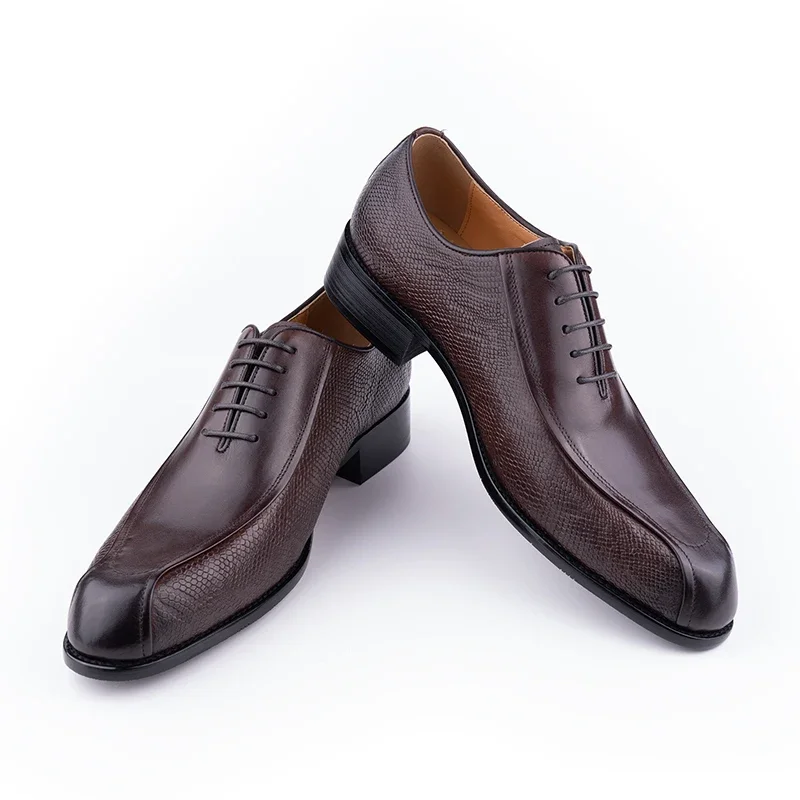 Deluxe Men's Leather Shoes Formal Dress Shoes Wedding Party  Oxford Handmade Comfortable Lace Up Genuine Leather Men's Shoe 4