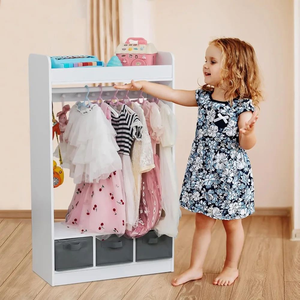 Large Dress up Storage w/Mirror, Kids Costume Organizer, Portable Closets with Non-Woven Drawers,Kids Costume Close Open Storage 6