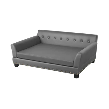 Elevated Dog Bed Sofa Microfiber Leather Cover Luxurious Extra Large Pet Snuggle Lounge Chair with Removable Cushion 3